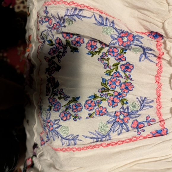 Floral Embroidered Fillyboo Cottage White Dress Medium - Picture 7 of 8